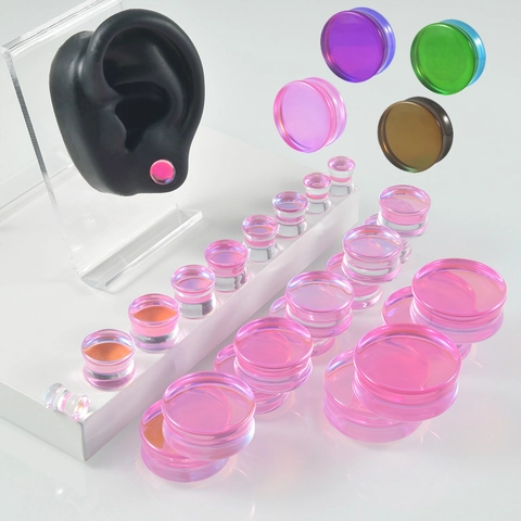 Mode Glas Double Flared Ohrstöpsel Gauges Lila Grün Rosa Bernstein Körper Piercing Schmuck Expander Für Herren Damen