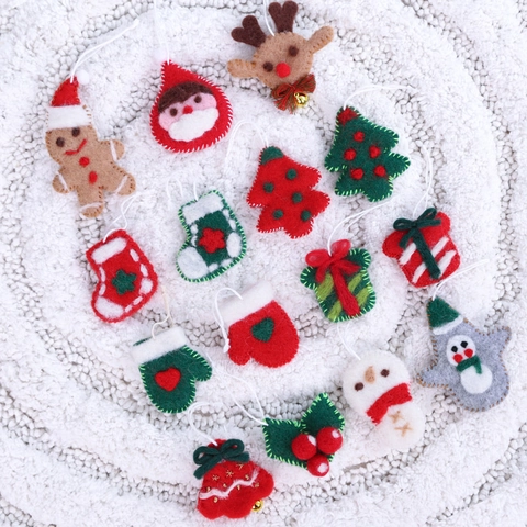 Ornamenti Appesi Di Natale In Feltro Di Lana Fatti A Mano Cartone Animato Albero Renna Calza Per Decorazioni Di Festa