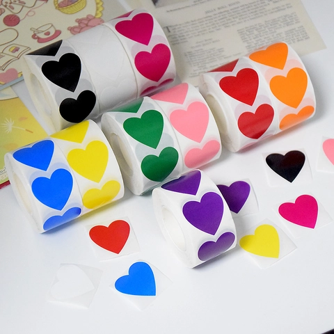 Heart Shaped Self Adhesive Decorative Stickers Colorful Labels For DIY Scrapbooking And Gift Wrapping Crafting