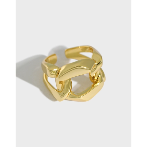 Hohlring Kettenglied 925 Sterling Silber Offen Verstellbar Minimalistisch Geometrisches Nischen Design Schmuck Für Damen