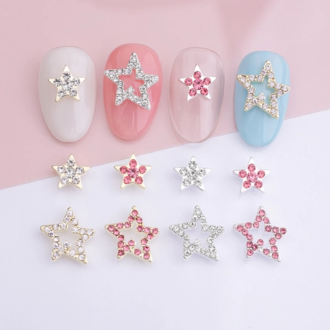 Pentagram Star Nail Art Decorations Alloy Rhinestone DIY Manicure Charms Shiny For Party Beauty Elegant Ins Style