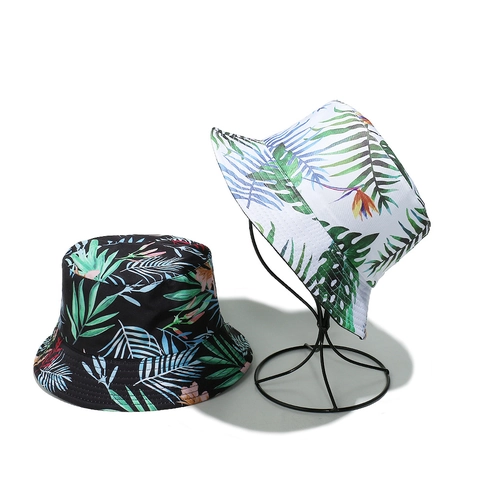 Chapeau Bob Imprimé Feuilles De Bananier Tropical Polyester Respirant Été Plage Chapeau De Soleil Femmes Vacances Voyage