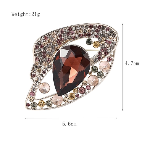 Vintage Zinc Alloy Water Drop Rhinestone Brooch Pin For Women Elegant Geometric Suit Coat Corsage Fashion Jewelry Pin