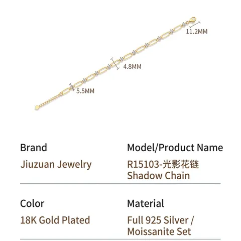 925 Sterling Silver Moissanite Necklace Gold Plated Paperclip Link Chain Round Clear Stone Minimalist Jewelry For Women