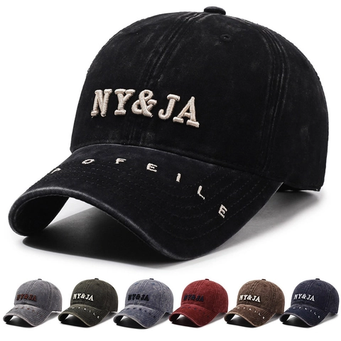Casquette De Baseball En Coton Lavé Vintage Pour Hommes Femmes Rétro Broderie De Lettres Ajustable Chapeau Soleil Casual