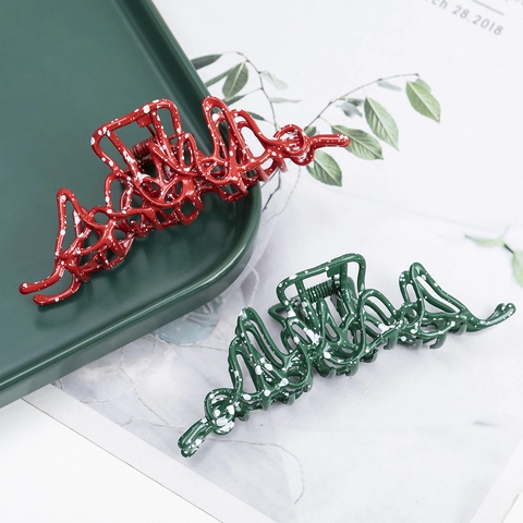 Molletta Per Capelli In Metallo Vuota Irregolare Grande Tenuta Forte Motivo Punti Inchiostro Accessorio Per Lo Styling Elegante Per Donne