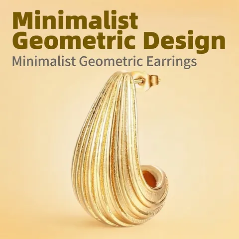 Geometrische Hoepel Oorbellen Titanium Staal 18K Verguld Vintage Boho Getextureerde C Vorm Studs Voor Dames