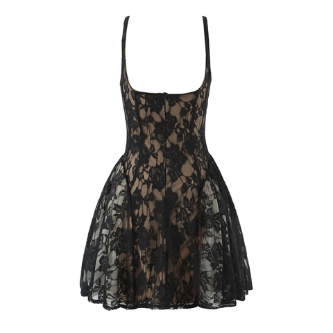 Mini Vestido De Encaje Floral Con Tirantes Finos Sin Espalda Sin Mangas Vestido De Fiesta Sexy Para Mujer