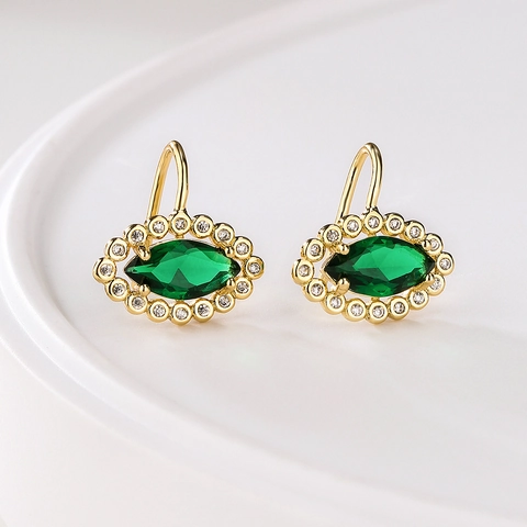 Orecchini Pendenti Farfalla Zirconia Rame Placcato Oro 18K Con Pietra Verde E Perla Artificial Gioielli Di Lusso Donna