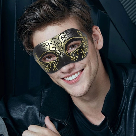 Maschera Da Mascherata Veneziana Mezza Faccia Plastica Glitter Dipinta Vintage Costume Da Festa Per Halloween Carnevale