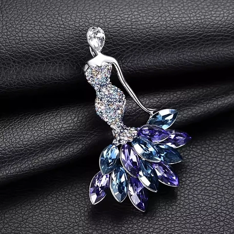 Spilla Ballerina In Lega Con Cristalli Colorati E Strass Per Donna Elegante Accessorio Per Cappotto Da Abito