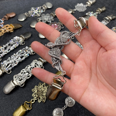 Vintage Cardigan Clips Van Legering Met Steentjes Bloemen Sjaal Clips Retro Trui Kraag Clips Voor Dames