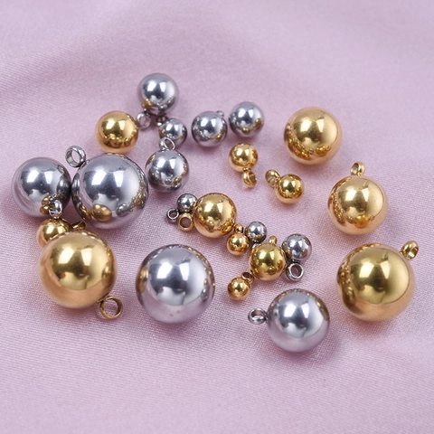 Pendente A Sfera Acciaio Inossidabile 304 Placcato Oro 18K Lucidato A Specchio Minimalista Per Creazione Gioielli DIY