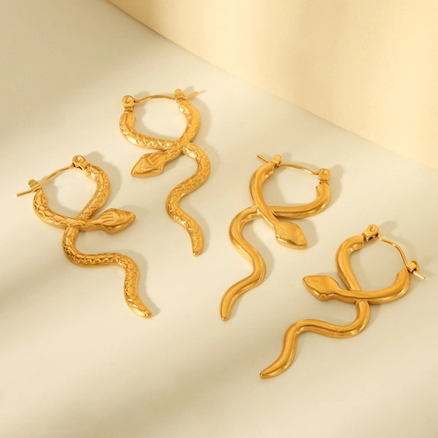 Orecchini A Cerchio Serpente In Acciaio Inossidabile Placcato Oro 18K Gioielli Di Moda Personalizzati Per Donne