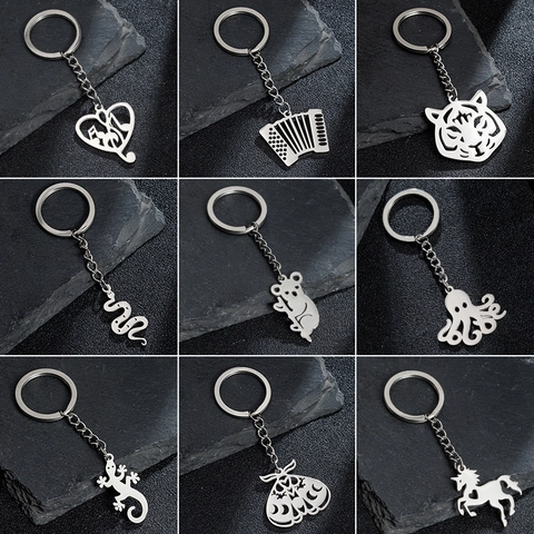 Portachiavi Animale Acciaio Inossidabile Cavo Polpo Tigre Koala Serpente Ciondolo Anello Chiave Moda Fascino Borsa Uomo Donna