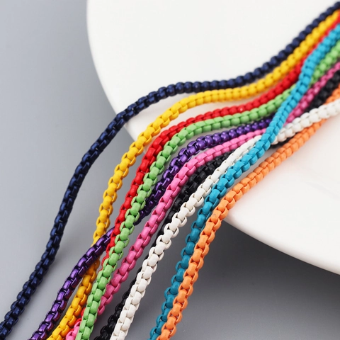 Box Chain Necklace For Women Iron Alloy Lacquer Colorful Candy Color Fashion Minimalist Adjustable