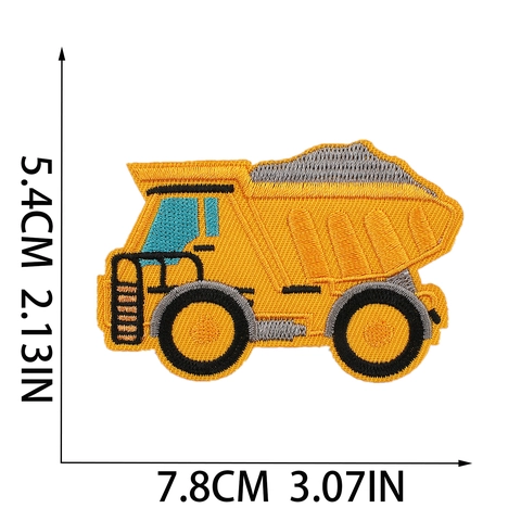 Écussons Brodés Véhicules De Chantier Polyester Dessin Animé Pelleteuse Bulldozer À Repasser Coudre Pour Décoration Vêtements Enfants