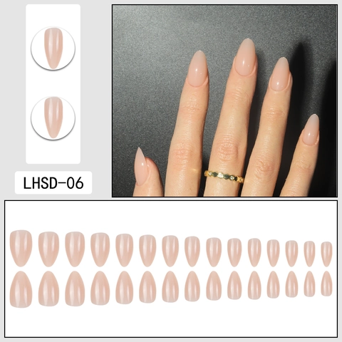 Glossy Almond Press On Nails Short Solid Nude Pink Removable Fake Nails For Women Daily Manicure Resin Material