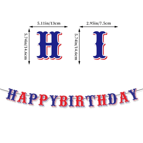 Banner Festa Compleanno Baseball Rosso Blu Bianco Happy Birthday Ghirlanda Tema Sportivo Decorazione Appendere Festa Bambini