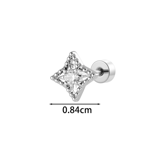 Rhombus Star Cartilage Ear Stud Piercing Earring Copper Zirconia Screw Back Helix Jewelry For Women Men