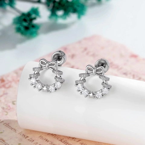 Strik Krans Kraakbeen Oorbel Stud Zirkonia Koper Helix Piercing Schroefsluiting Sieraden Voor Vrouwen Sierlijke Ster