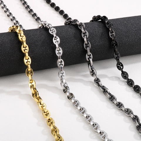Collana E Bracciale Con Catena A Naso Di Maiale Placcato Oro Acciaio Inossidabile Gioielli Hip Hop Punk Per Donna Uomo