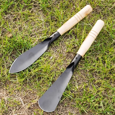 Garten Handschaufel Manganstahl Werkzeug Holzgriff Spitze Flache Kopf Zum Pflanzen Graben Hof Outdoor Garten Handwerkzeuge