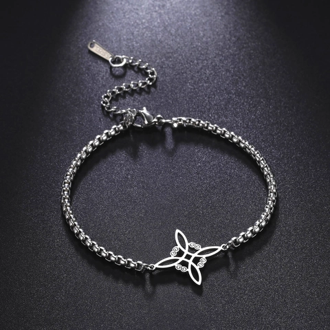 Edelstahl Hexenknoten Armband Hohl Keltischer Knoten Anhänger Box Ketten Verstellbares Armband Schmuck Für Damen Herren