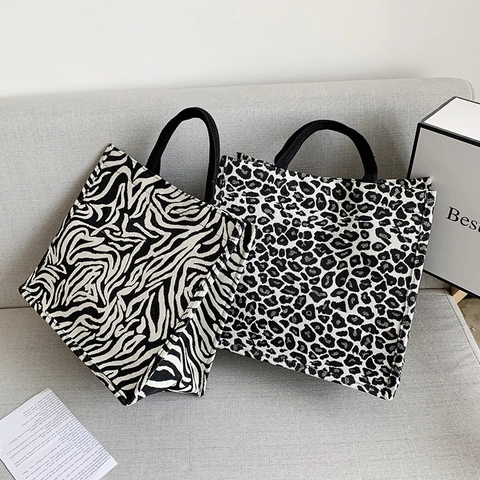 Borsa Tote In Tela Chic Da Donna Grande Capacità Borsa A Spalla Stampata Pied De Poule Leopardo Shopping Quotidiano Minimalista