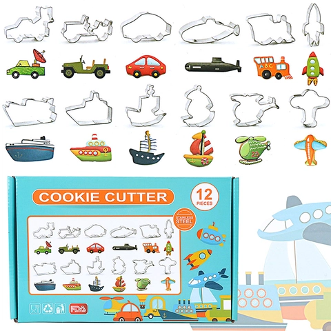 Cortadores De Galletas Acero Inoxidable Formas Múltiples Animal Fruta Vehículo Música Para DIY Decoración De Horneado Festivo