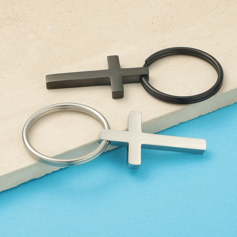 Roestvrijstalen Kruis Hanger Sleutelhanger Minimalistische Hip Hop Religieuze Sieraden Cadeau Voor Heren Dames