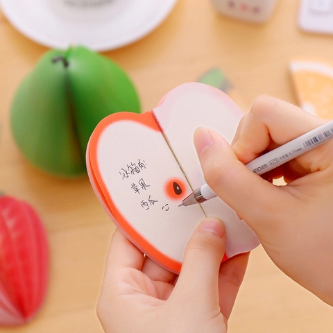 Bloc-notes Autocollant Créatif En Forme De Fruit 3D Papier Pliant Réaliste Papeterie Pour Bureau École Pomme Pastèque Citron Fraise