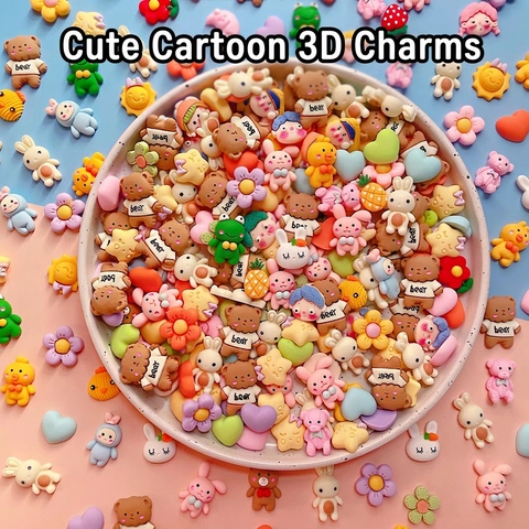 Χαριτωμένα Τρισδιάστατα Αυτοκόλλητα Resin Charms DIY Για Διακόσμηση Μπουκαλιού Νερού Και Θήκης Κινητού Πολύχρωμη Διακόσμηση
