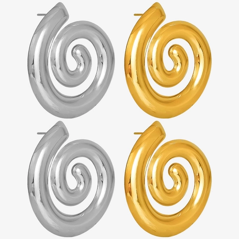 Geometric Spiral Snail Stud Earrings For Women 304 Stainless Steel Gold Silver Plated Minimalist Fashion Accessory Jewelry