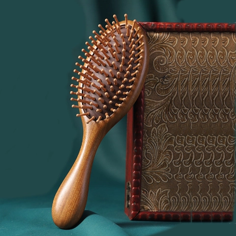 Sandalwood Air Cushion Comb Scalp Massage Meridian Detangling Hair Brush Natural Wood Healthy Scalp Care