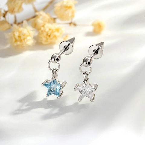 Ster Hanger Kraakbeen Piercing Stud Titanium Staal Koper Zirkoon Spike Schroefsluiting Sieraden