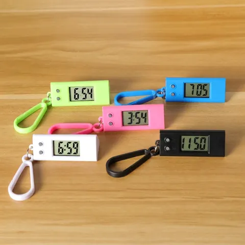 Mini Portable Digital Hanging Clock Triangular Rectangular LCD Student Exam Pocket Watch Plastic Keychain Watch For Kids