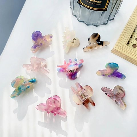 Pinzas De Pelo Pequeñas De Acetato Minimalista Coreano Patrón De Mármol Carey Floral Para Mujeres Niñas Accesorios