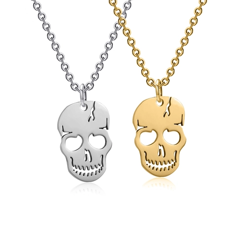 Collana con Ciondolo a Teschio in Acciaio Inossidabile Gotico per Donna Punk Hollow Design Geometrico Gioielli Minimalisti