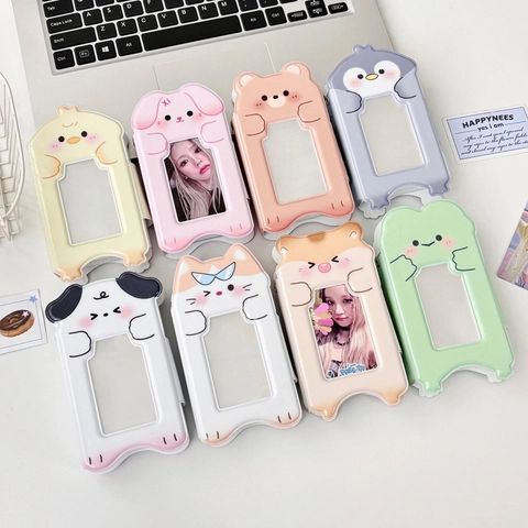 Cartoon Animal Shaped Photo Album Card Holder PVC Transparent Window For Polaroid Storage Desktop Decor Kawaii Stationery