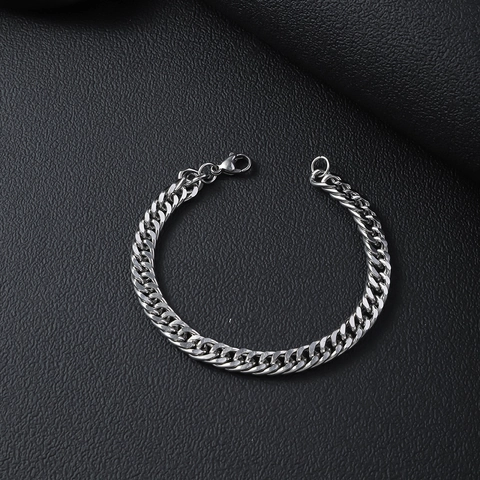 Minimalistisches Edelstahl Panzerkette Armband Für Damen Herren Silber Poliert Einfaches Gliederkette Schmuck Für Alltag