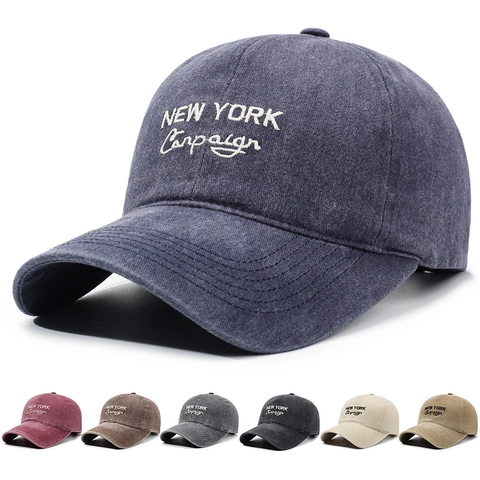 Vintage Gewaschene Baumwolle Baseballkappe New York Stickerei Distressed Sonnenhut Verstellbare Schnalle Unisex