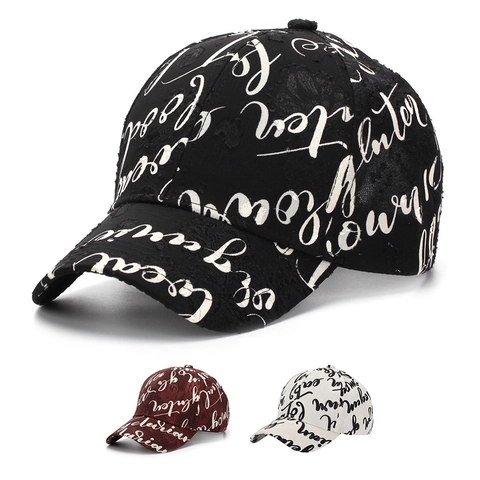 Vintage Distressed Baseball Cap Full Letter Print Streetwear Adjustable Sun Hat For Men Women Polyester