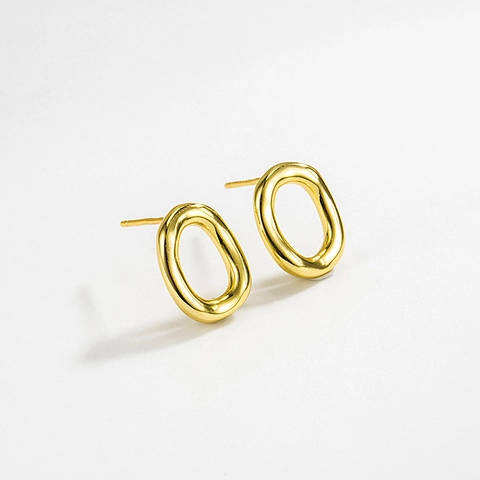 Orecchini a Bottone Tondi Cavi in Argento Sterling 925 Minimalisti per Donna Gioielli per Orecchie Irregolari Geometrici