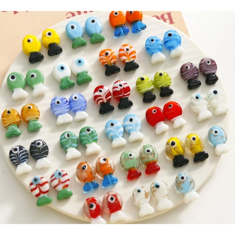Fish Shape Lampwork Glass Beads Handmade Colorful Animal Charms For DIY Jewelry Making Earring Bracelet Crafting Accessories