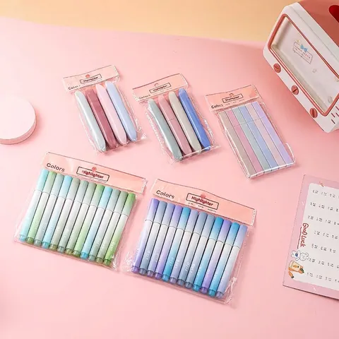 Pastel Highlighter Markers Plastic Chisel Tip Smooth Writing For School Office Square Barrel Gradient Colors Soft