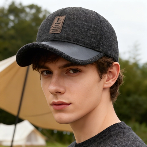 Cappello Da Baseball Invernale Da Uomo Caldo Lana Pelle PU Patchwork Con Paraorecchie Antivento Regolabile Outdoor