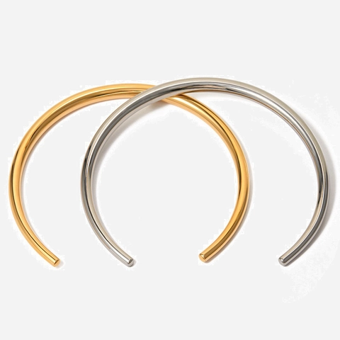 Minimalistische Gladde Torque Ketting Roestvrij Staal 18K Verguld Stijve Open Choker Trendy Sieraden Voor Vrouwen