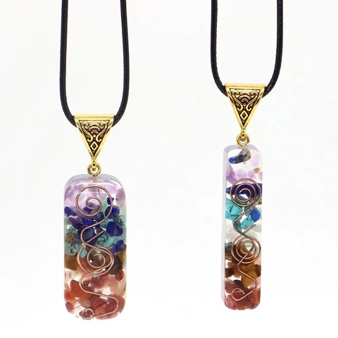 Collana Pendente Orgonite 7 Chakra Pietre Naturali Resina Spirale Rame Gioielli Guarigione Reiki
