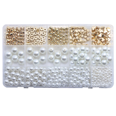DIY Jewelry Making Beads ABS Faux Artificial Pearls Golden Alloy Star Heart Shaped Spacer Beads For Bracelets Necklaces Crafting